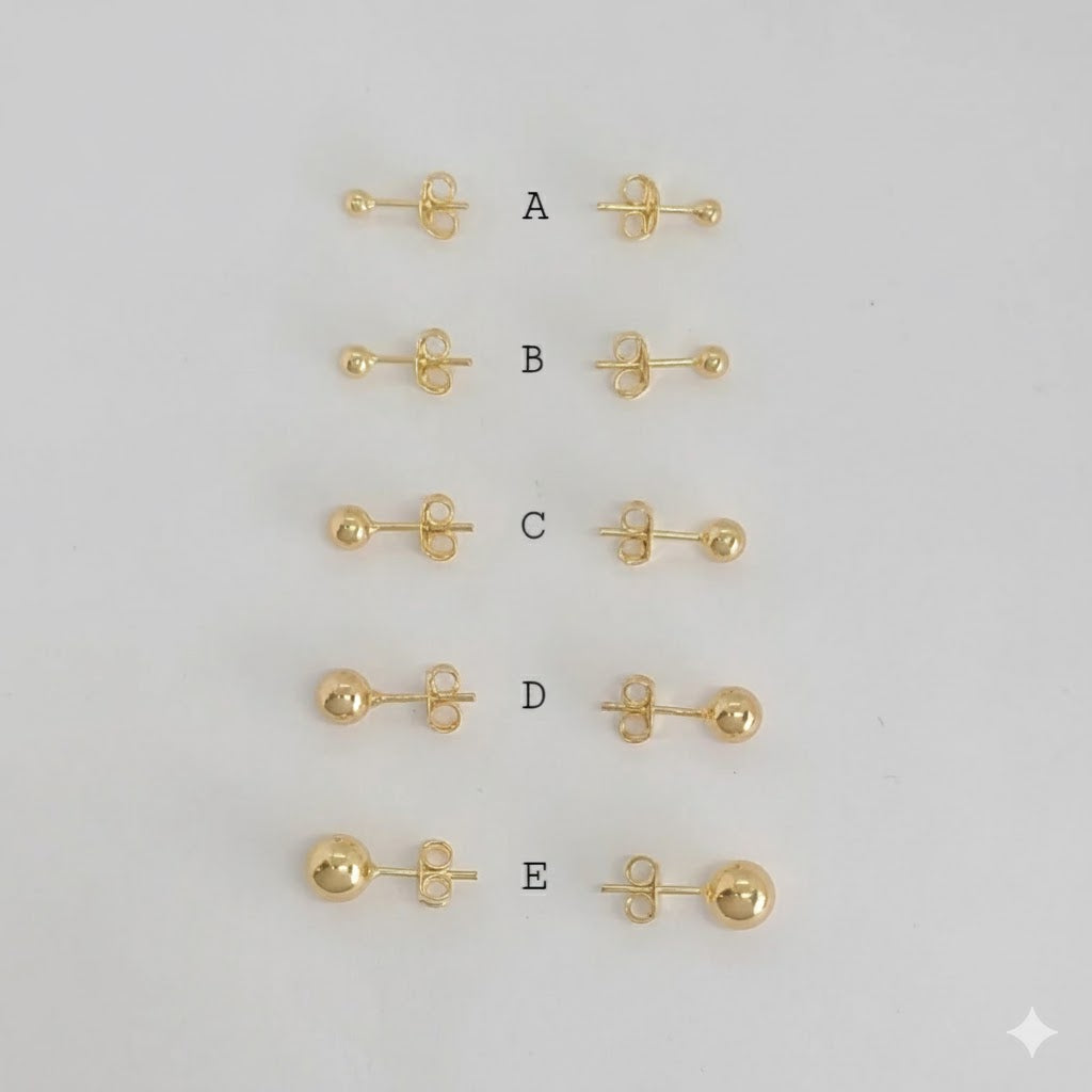 (1-1063) Laminado de Oro - Pendientes de Bola Clásica - BGF