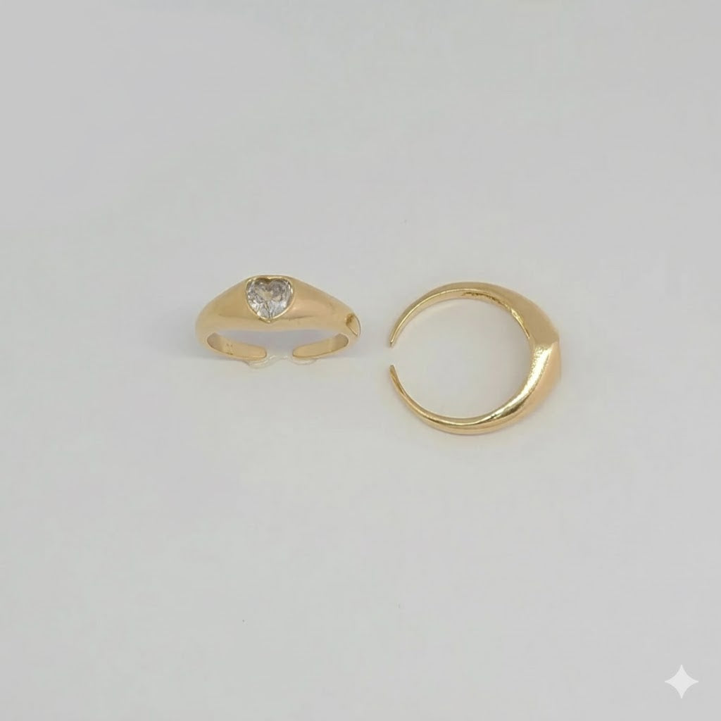 (1-3005-2) Anillo abierto de corazón laminado en oro - BGF