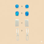 (2-3077) 925 Sterling Silver - Stud Earrings.