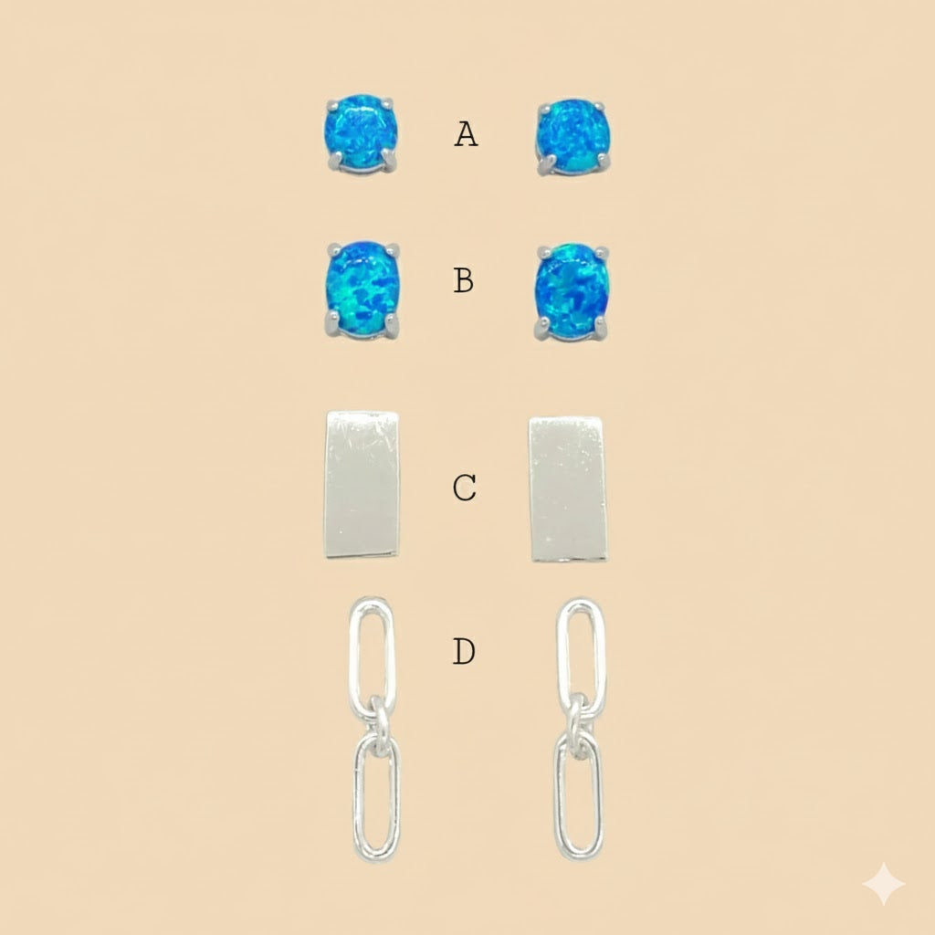 (2-3077) 925 Sterling Silver - Stud Earrings.