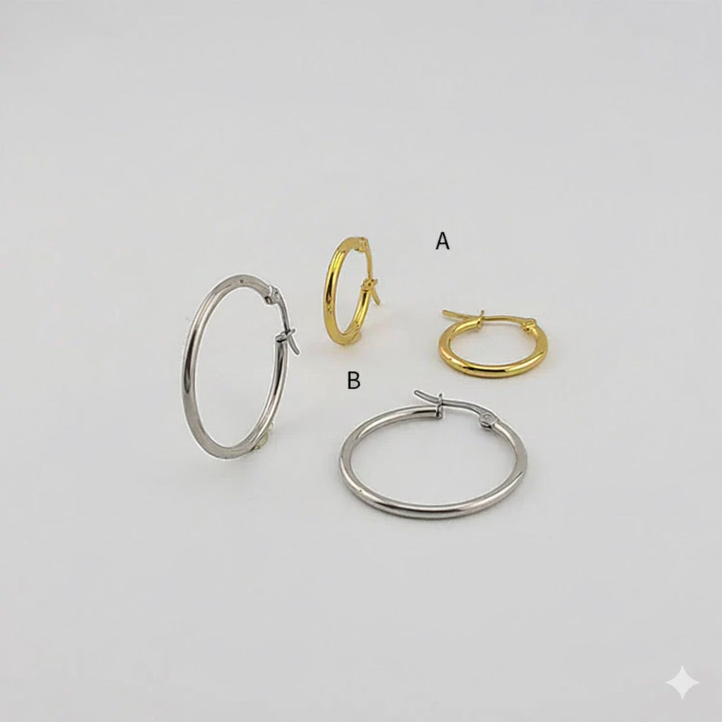 (4-2160) Stainless Steel - Classic Plain Hoops.