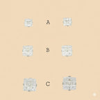 (2-3021) 925 Sterling Silver - Square Zircon Stud Earrings.