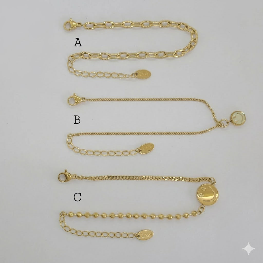 (MBRA-34) Pulsera de eslabones sencillos de acero inoxidable.