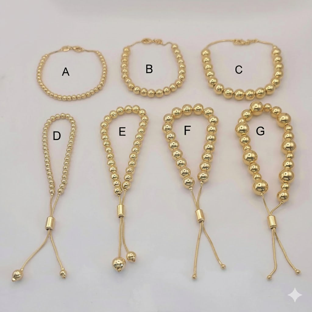 (MBRA-11) Pulseras de bolas laminadas en oro - BGF