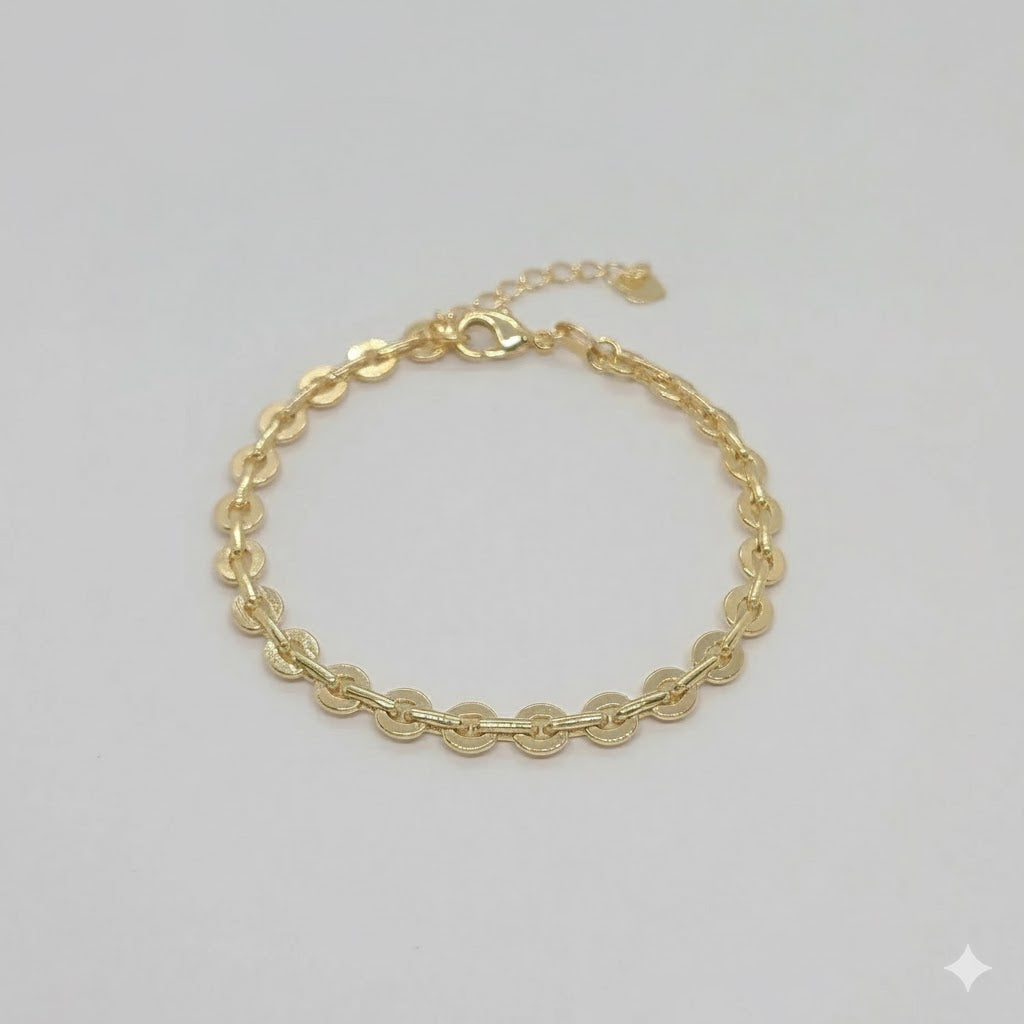 (1-0494-1) Pulsera de eslabones circulares de 5,5 mm laminados en oro - BGF