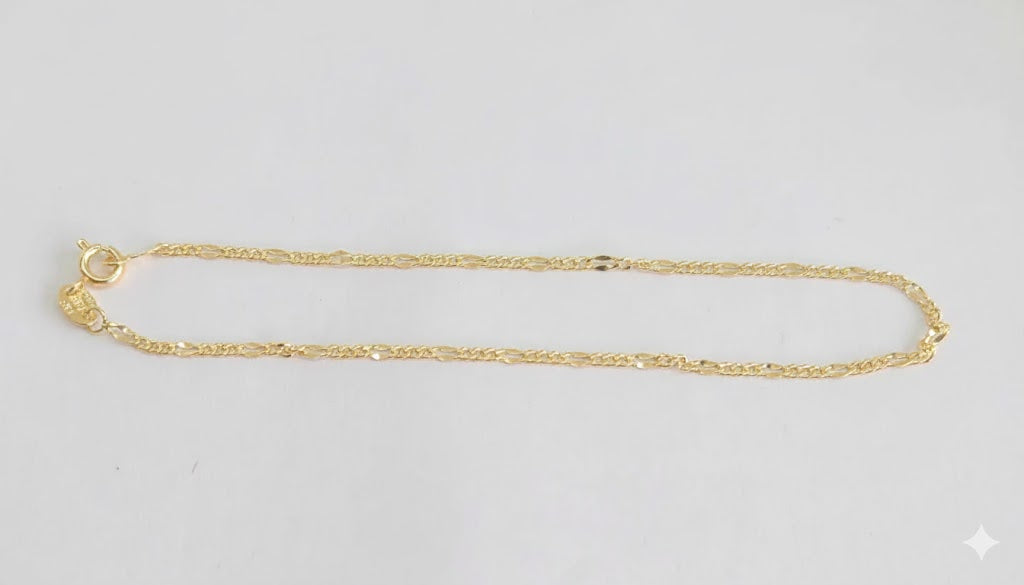 (1-0001) Gold Laminate - 2mm Alternative Figaro Link Anklet - 10" - BGF