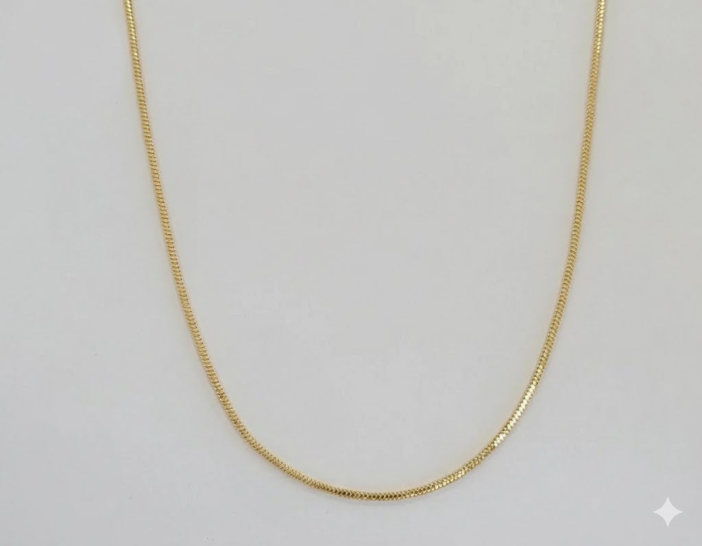 (1-1514) Cadena de eslabones de serpiente cuadrados de 1,3 mm laminada en oro - BGF