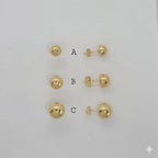 (1-1072) Laminado de oro - Pendientes de media bola - BGF