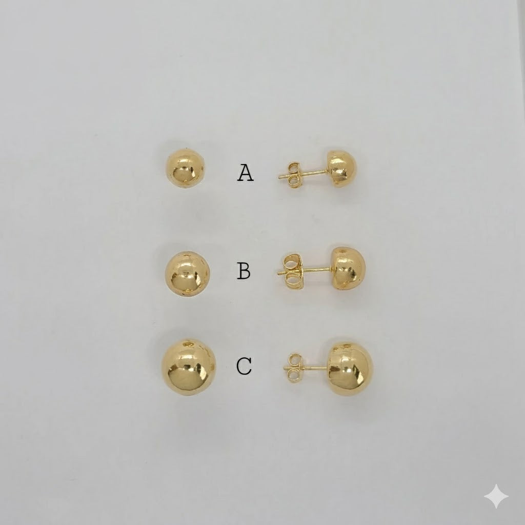 (1-1072) Laminado de oro - Pendientes de media bola - BGF