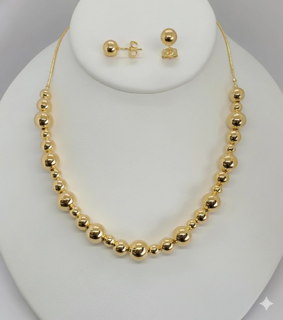 (1-6115-1) Laminado dorado - Juego de eslabones de bolas - BGO