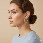 12 Pairs Chunky Gold Hoop Earrings for Women Trendy, Gold Plated Lightweight Hypoallergenic Stack, Thick Open Twisted Huggie Hoops Earring Set