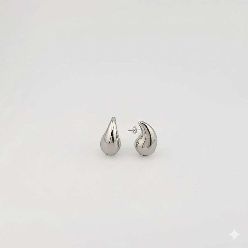 (4-2143) Stainless Steel - Chunky Teardrop Earrings.