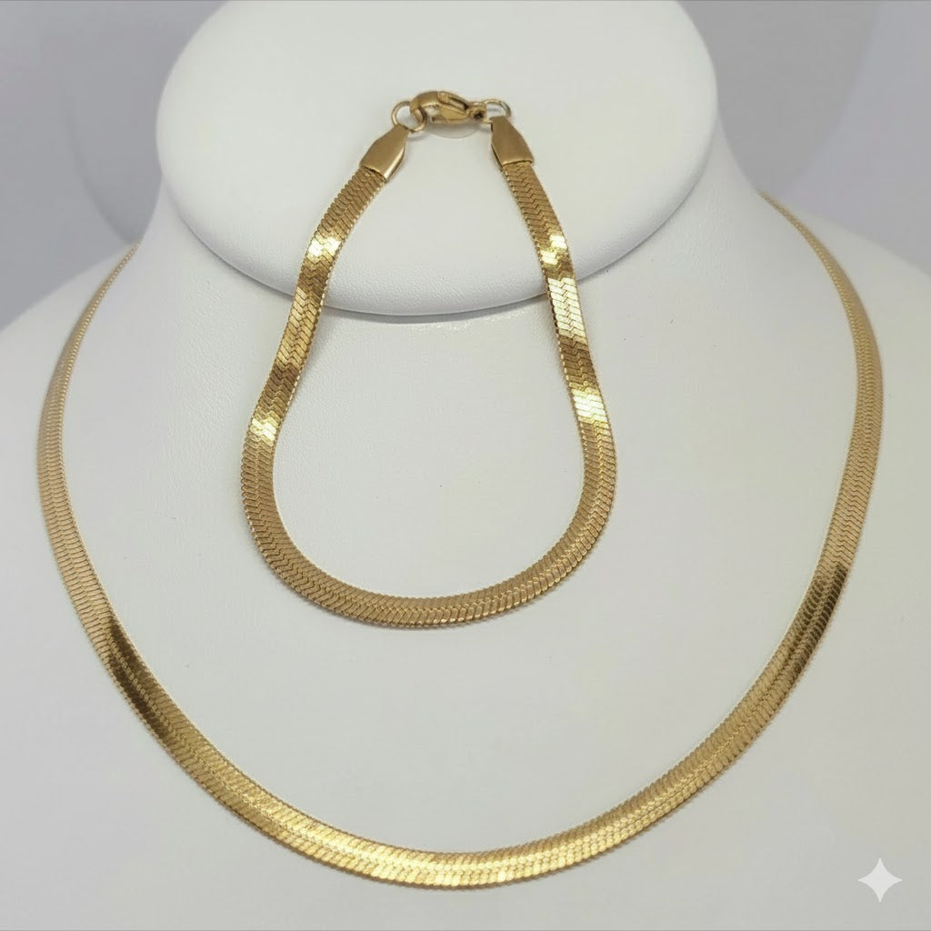 (4-7081) Stainless Steel - 4mm Herringbone Set .