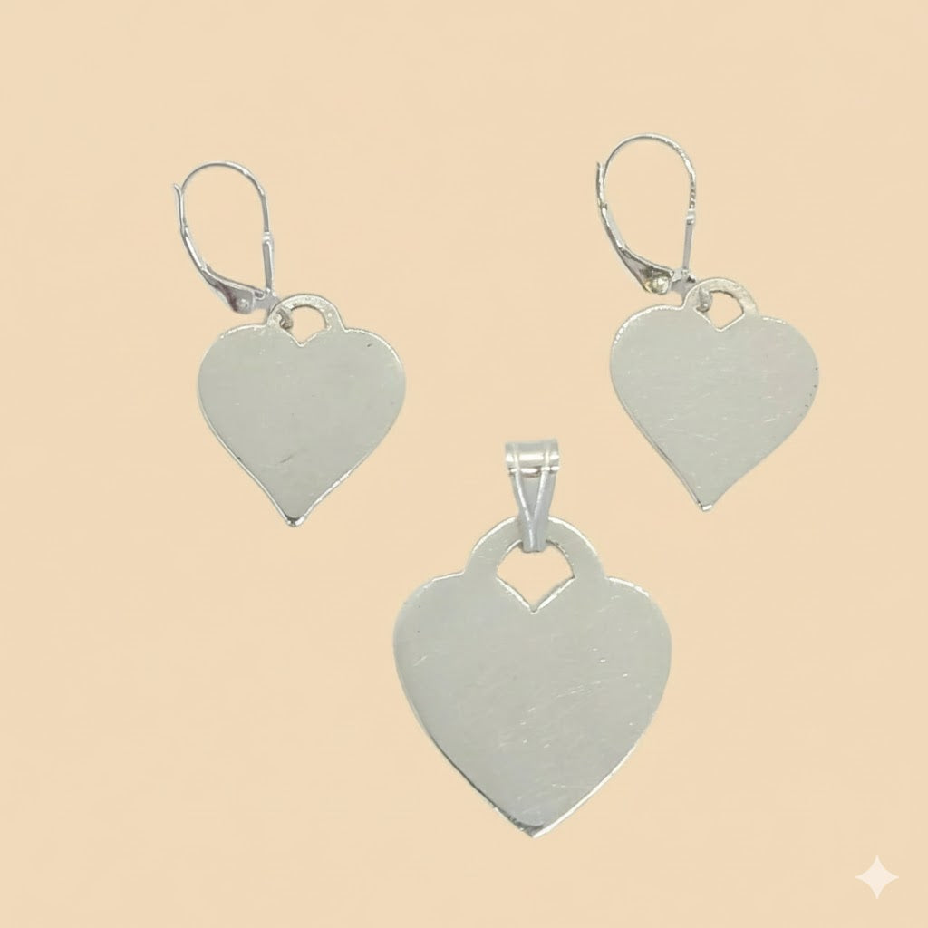 (2-6562) Plata de Ley 925 – Conjunto Corazón.