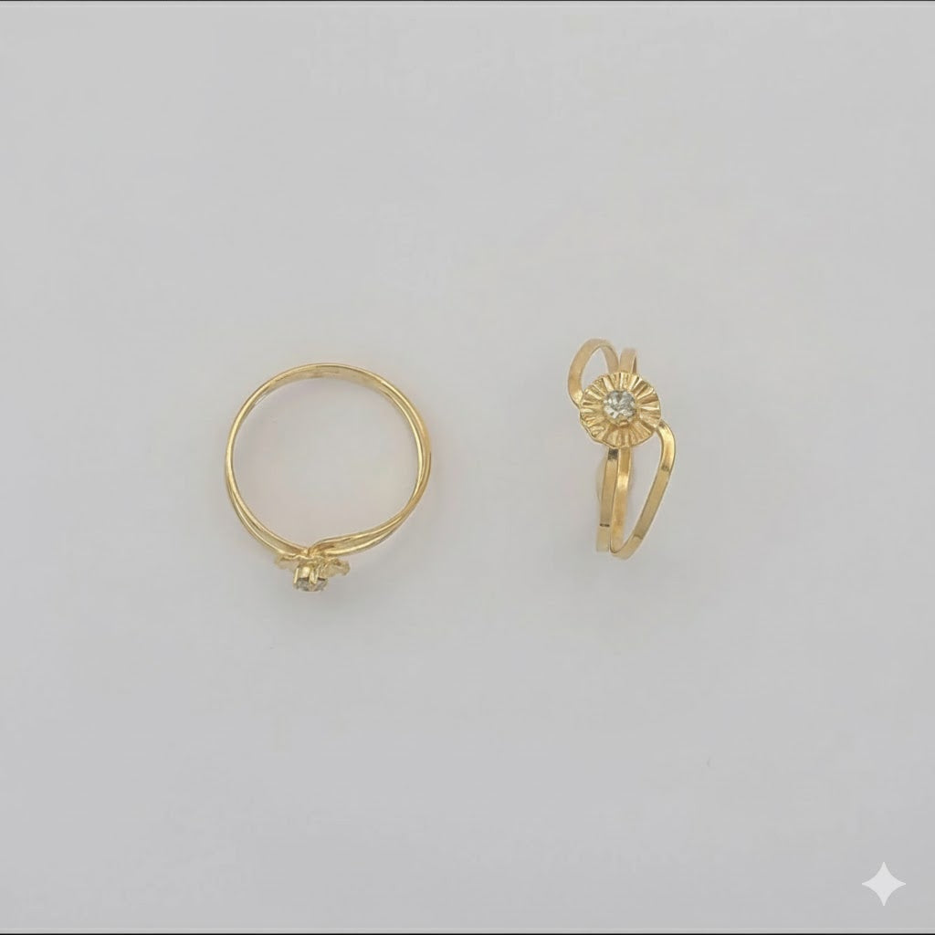 (1-3003-4) Anillo de flor de circón laminado en oro - BGF