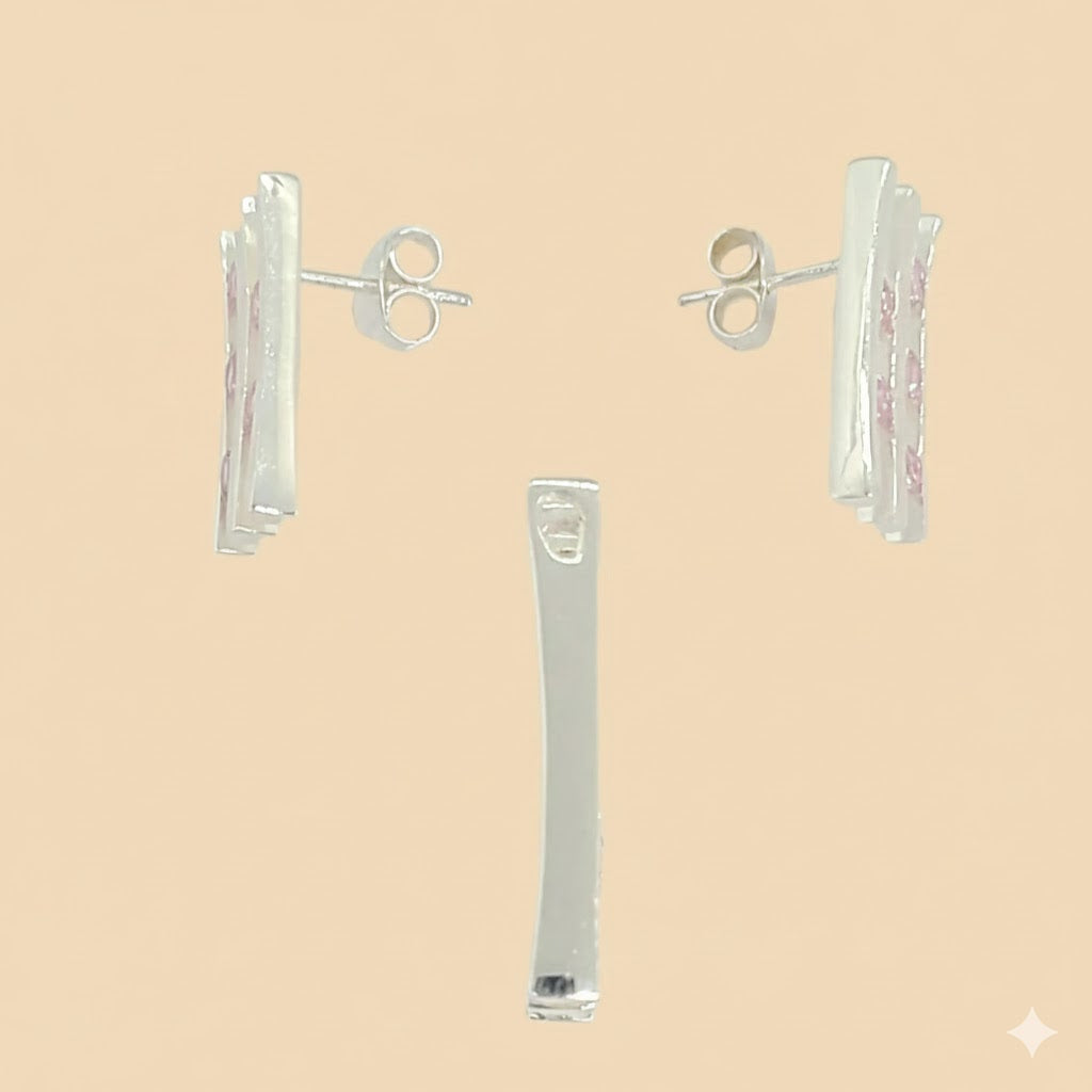 (2-6399) Conjunto Plata Ley 925 - Circonitas.