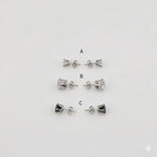 (4-2194) Stainless Steel - Round Zircon Stud Earrings.