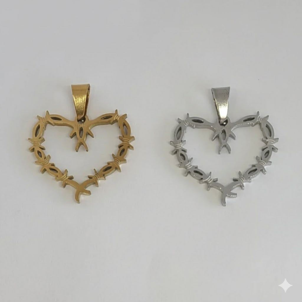 (4-2357) Acero inoxidable - Colgantes de corazón.