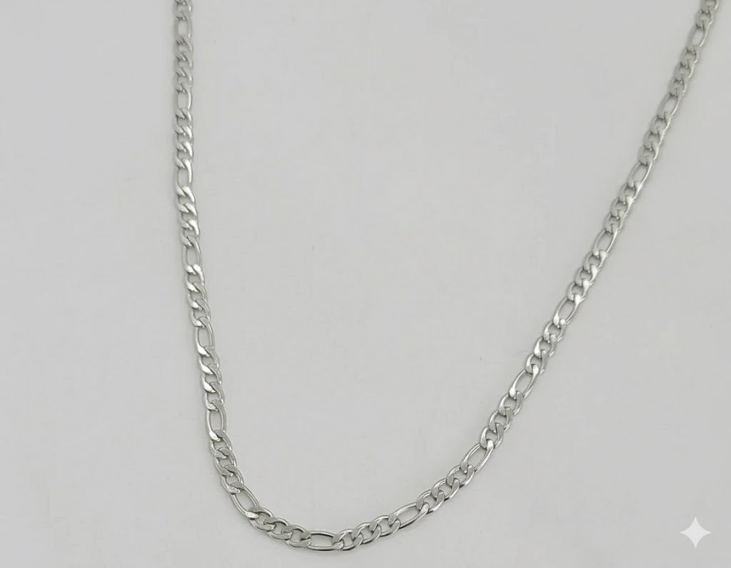 (4-3296-S) Cadena de eslabones tipo fígaro de acero inoxidable de 3 mm.