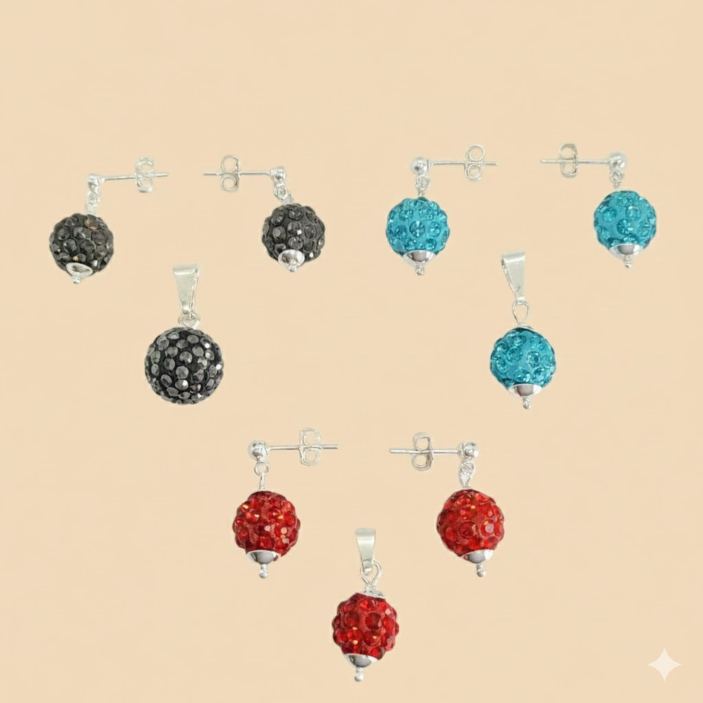 (2-6449) Plata de Ley 925 - Juego de Bolas de Zirconia.