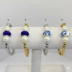 (MBRA-06-F) Pulsera de acero inoxidable y perlas