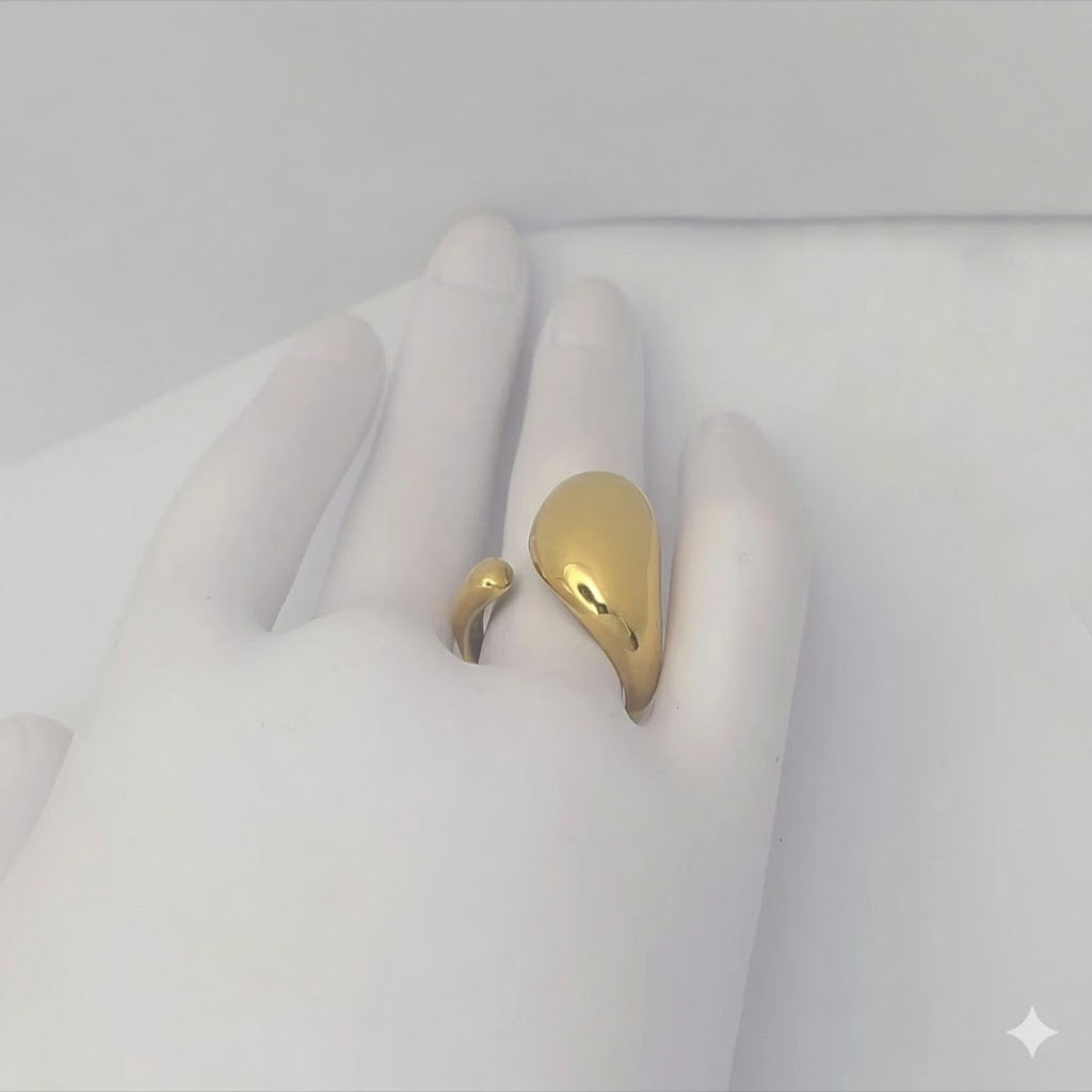 (4-0007) Stainless Steel - Open Teardrop Ring.