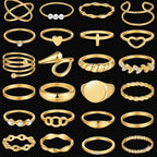 60 Pcs Gold Stackable Rings for Women, Knuckle Rings Chunky Gold Ring Set Dainty Stacking Cute Rings, Multiple Sizes Cute Jewelry Set Gift