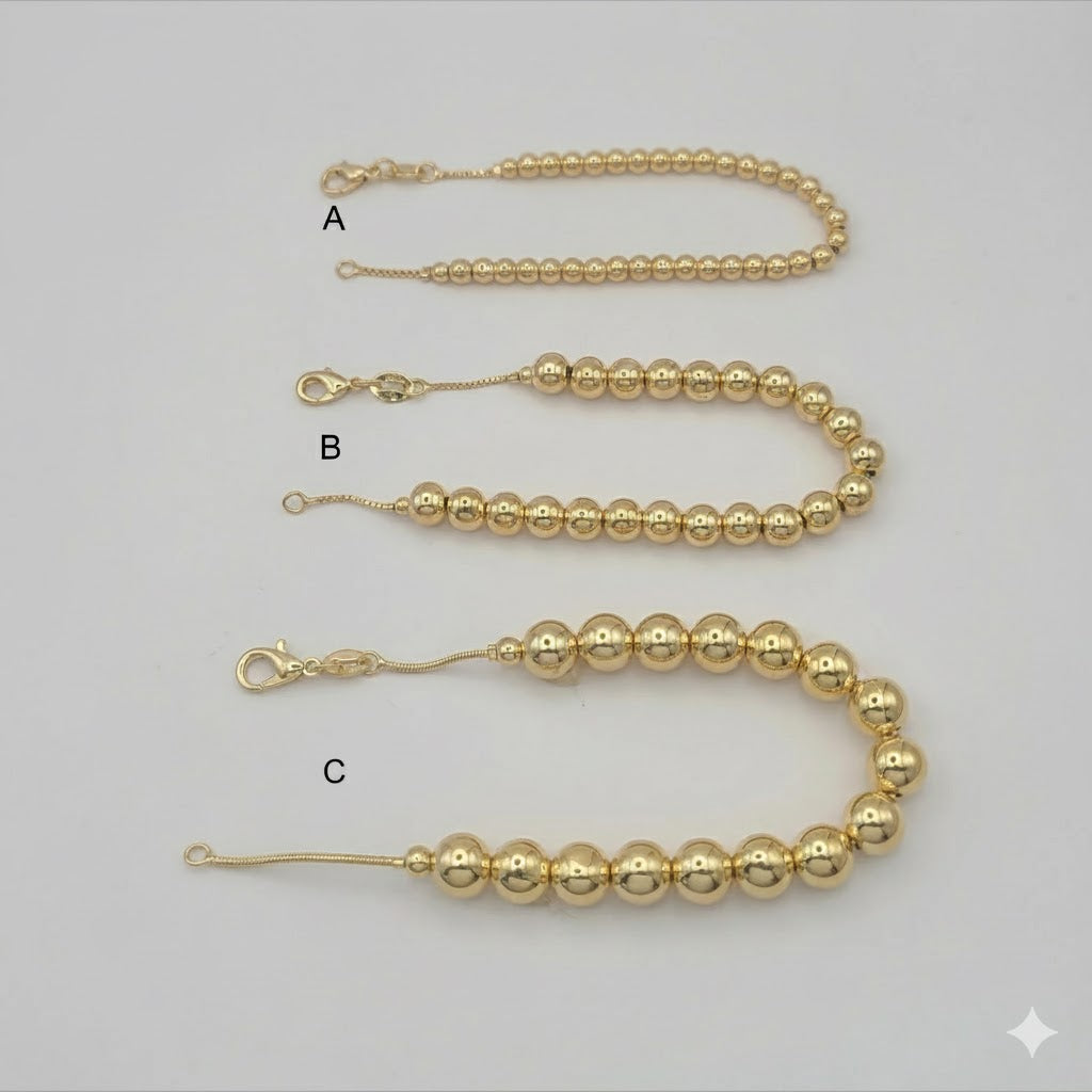 (MBRA-11) Pulseras de bolas laminadas en oro - BGF