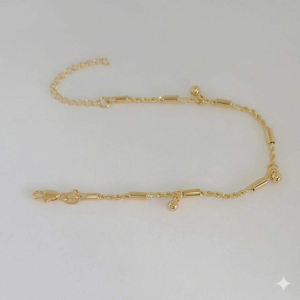 (1-0758) Laminado de oro - Pulsera de cuerda combinada de 2 mm - BGF