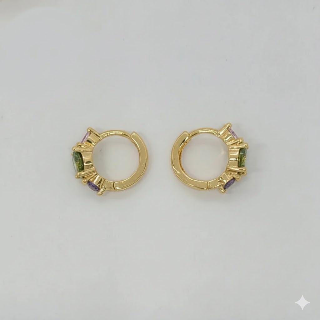 (1-2625) Laminado dorado - Huggies de circonita - BGO