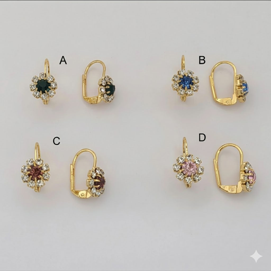 (1-1165) Laminado de Oro - Pendientes de Flores - BGO