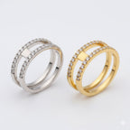 (4-0059) Stainless Steel - Zircon Double Ring.