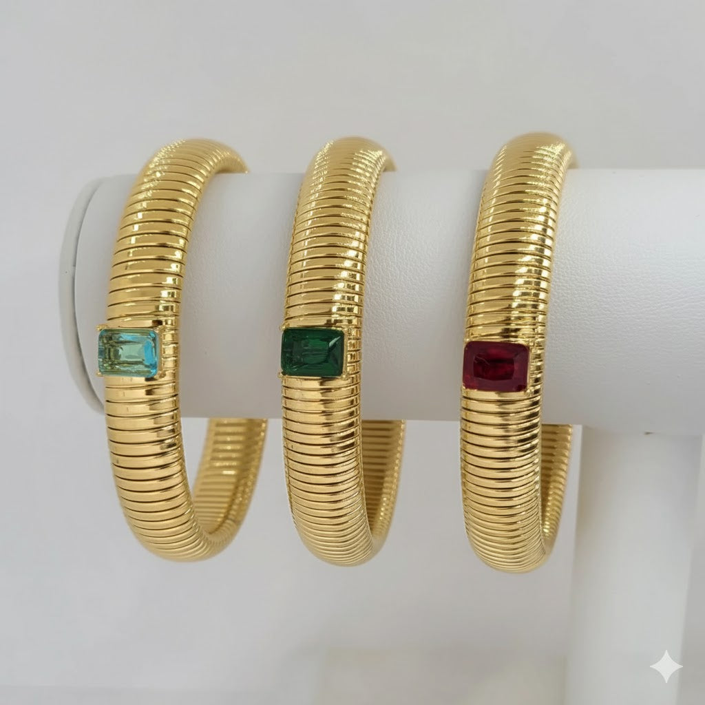 (MBRA-38) Pulsera de cadena Omega gruesa de acero inoxidable de 12 mm.