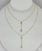 (1-6201) Collar de bolas simples con eslabones de caja laminados en oro - BGF