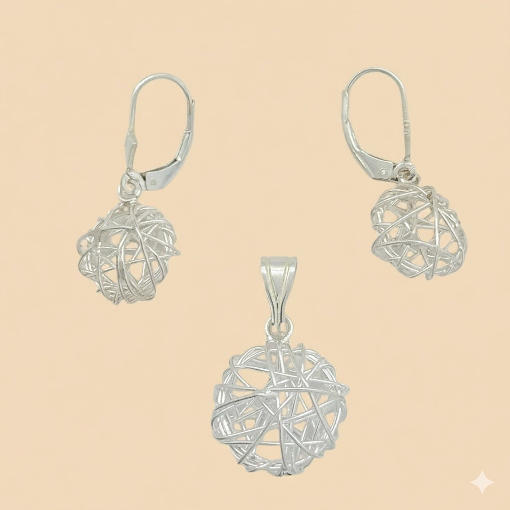 (2-6551) Plata de ley 925 - Juego de nudos redondos.