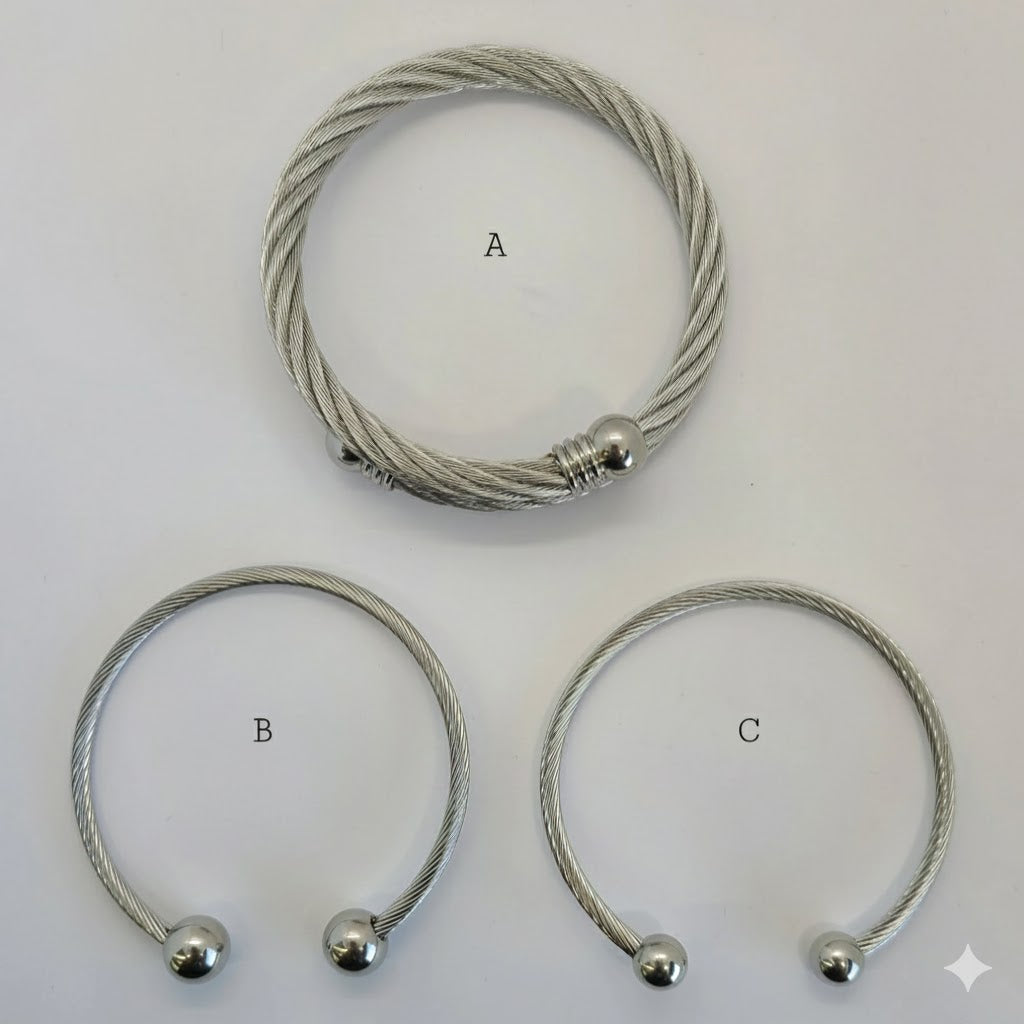 (4-5064) Acero Inoxidable - Brazalete Abierto con Bolas.