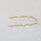 (1-0735-1) Laminado de oro - Pulsera de corazón con eslabones de clip de papel -