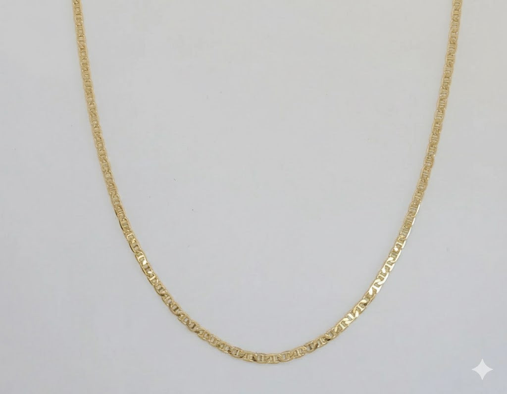 (1-1896) Cadena de eslabones marineros planos de 2 mm laminada en oro - BGF