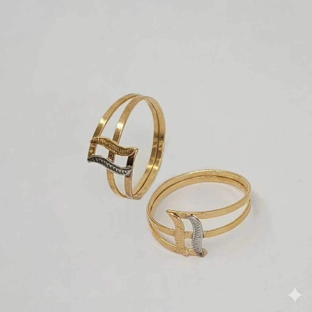 (1-3003-3) Anillo bicolor laminado en oro - BGO