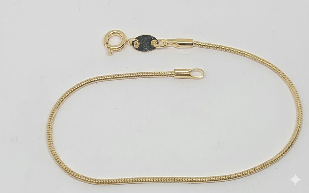 (1-0474) Laminado de oro - Pulsera de serpiente redonda de 1,5 mm - BGF