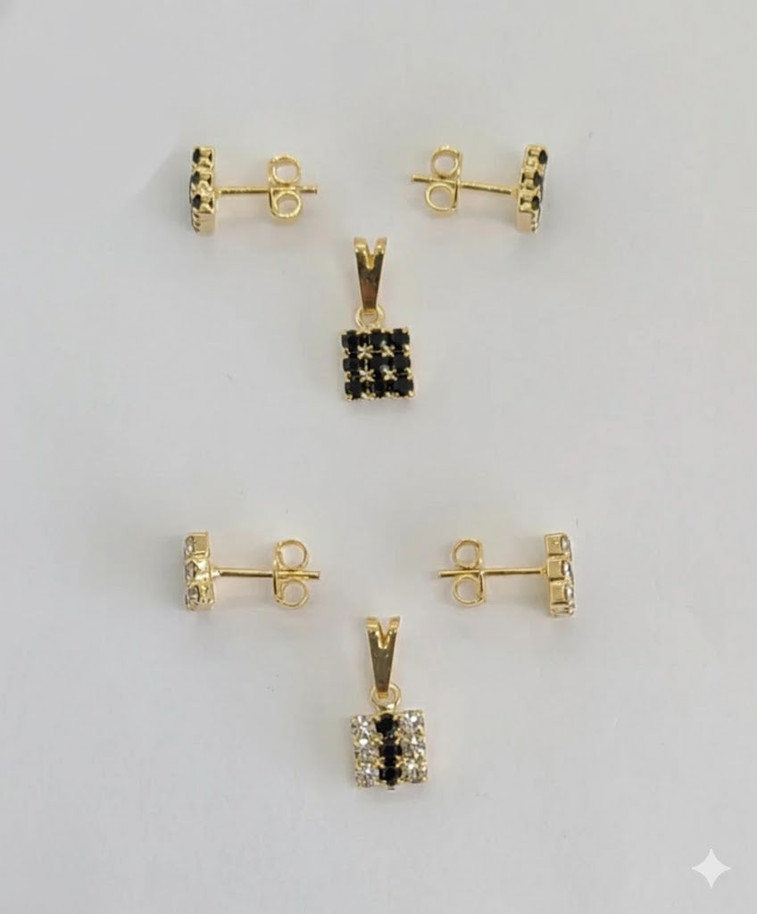 (1-6348) Gold Laminate - Square Zircon Set - BGF