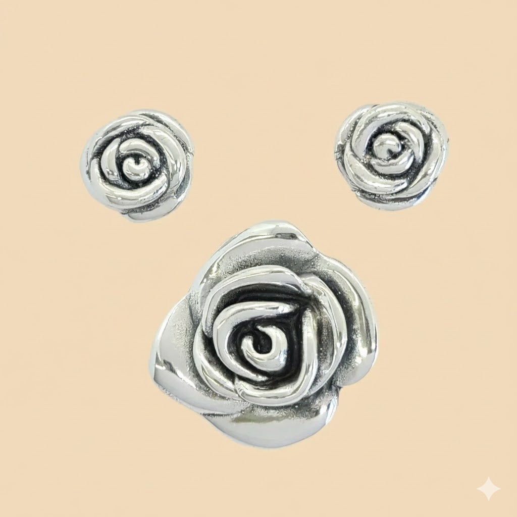 (2-6501) Plata de Ley 925 - Conjunto Rosa.