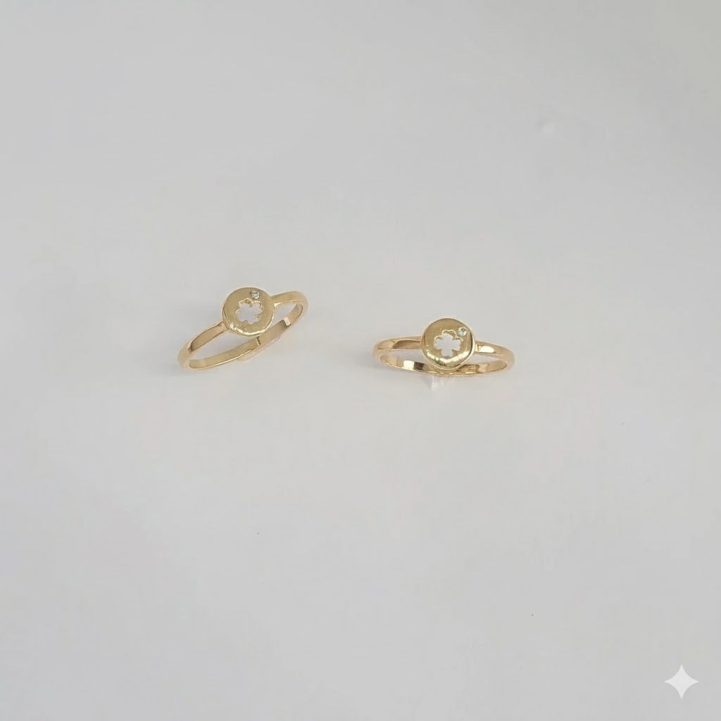 (1-3013) Anillo de flores laminado en oro - BGF