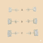 (2-3034) 925 Sterling Silver - Square Zircon Stud Earrings.