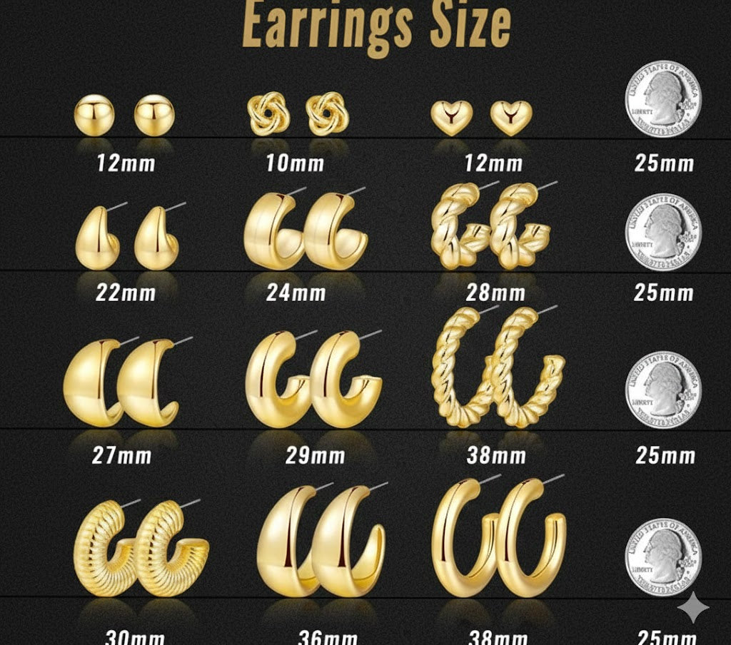 12 Pairs Chunky Gold Hoop Earrings for Women Trendy, Gold Plated Lightweight Hypoallergenic Stack, Thick Open Twisted Huggie Hoops Earring Set