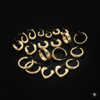 12 Pairs Chunky Gold Hoop Earrings for Women Trendy, Gold Plated Lightweight Hypoallergenic Stack, Thick Open Twisted Huggie Hoops Earring Set