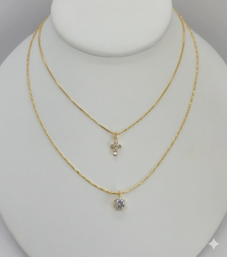 (1-6097) Collar de capas cruzadas laminado en oro - BGF