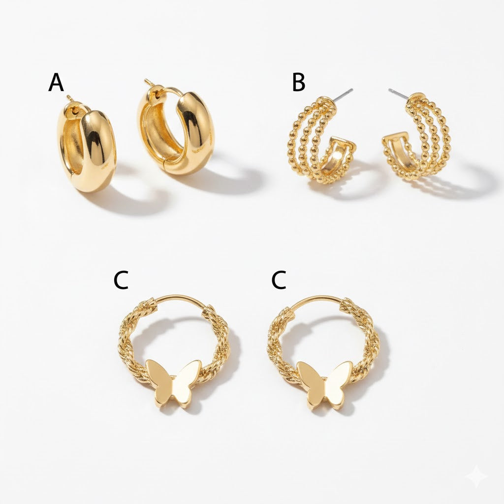 (4-2108) Stainless Steel - Chunky Half Hoops.