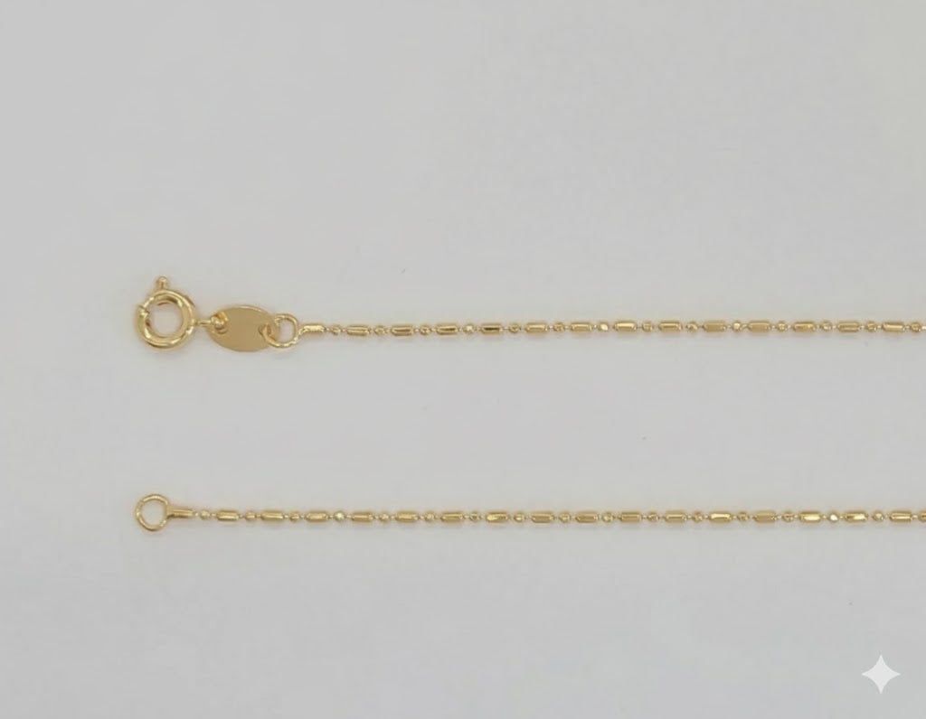 (1-1582-2) Cadena de eslabones de cuentas de 1 mm laminadas en oro - BGF