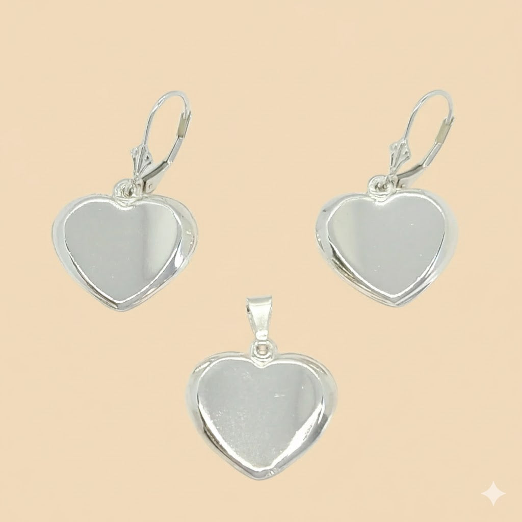 (2-6701) Plata de Ley 925 - Conjunto Corazón.